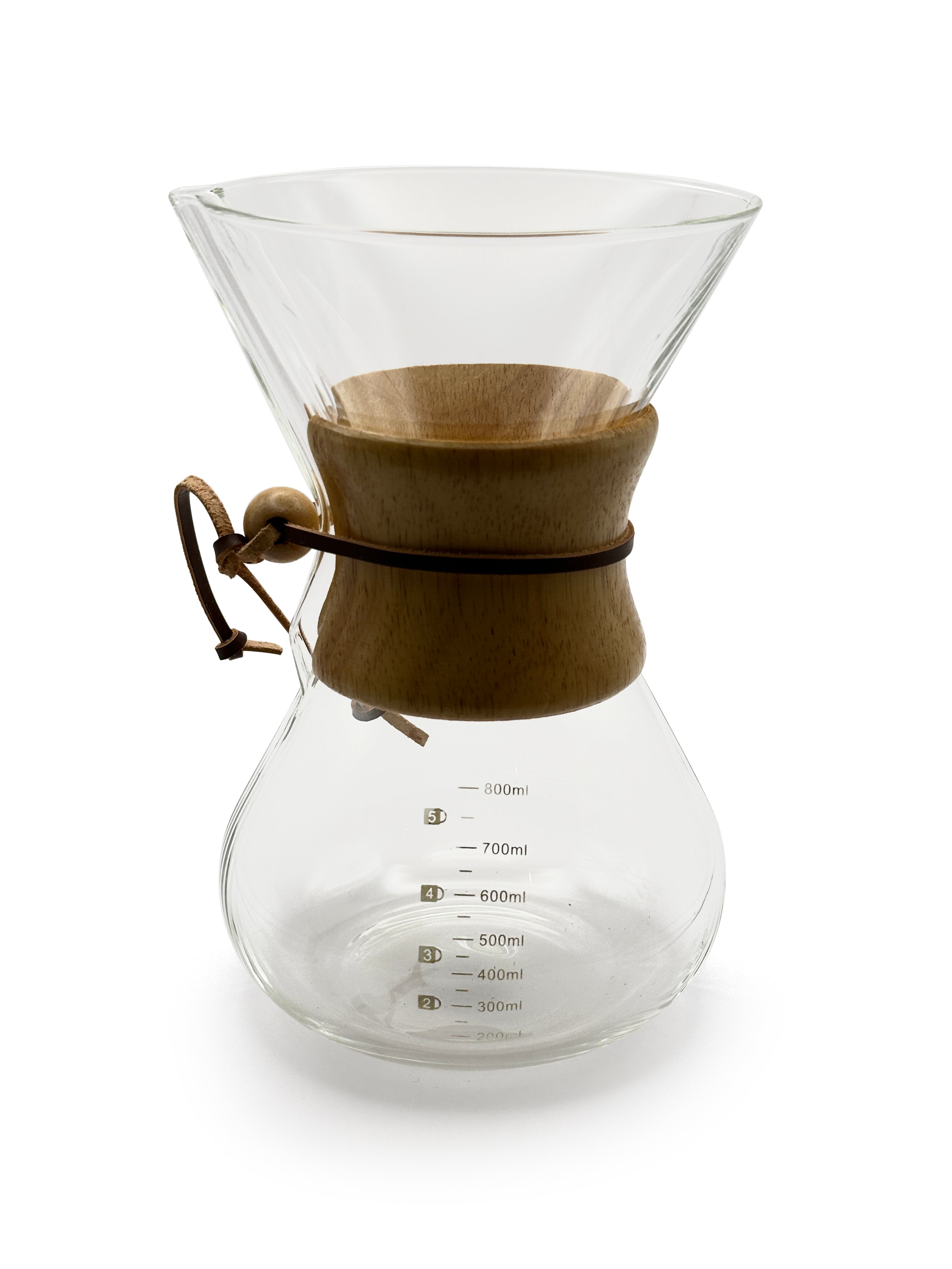 Pour Over Kaffebrygger i glas med trækrave