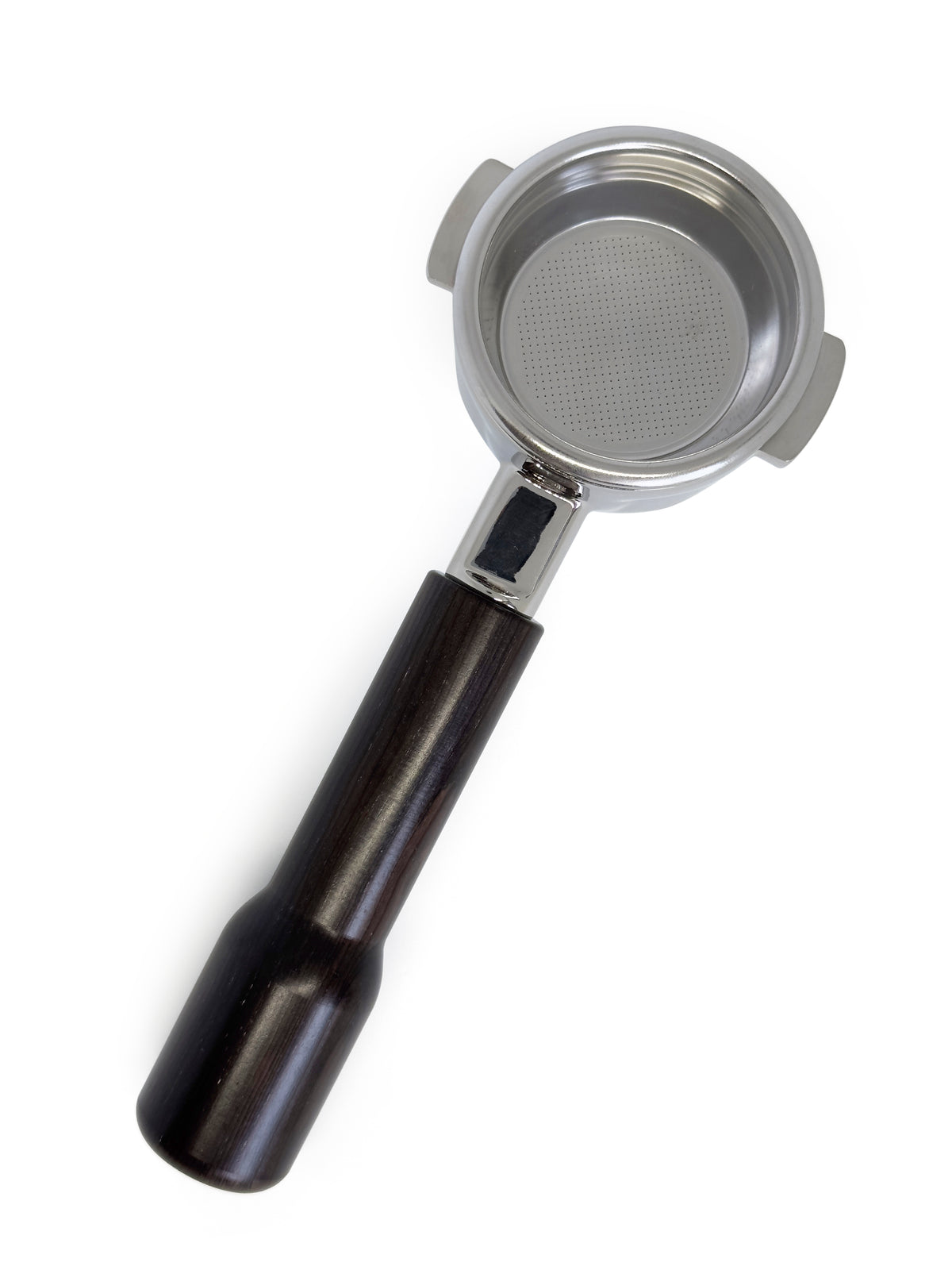 Bundløst portafilter med kurvet håndtag - 58 mm. (Passer til E61) Wenge