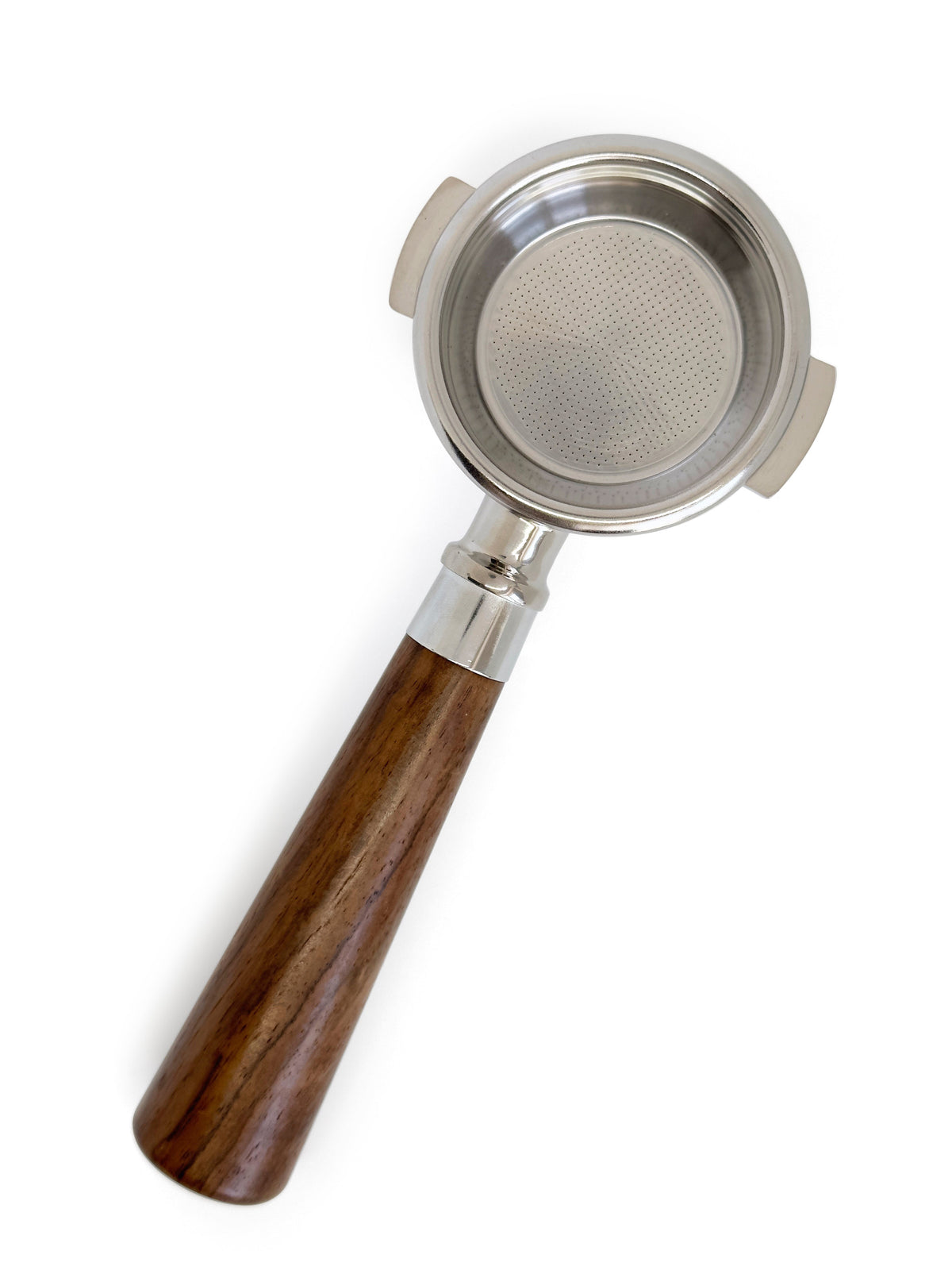 Bundløst portafilter med konisk håndtag - 58 mm. (Passer til E61) Valnød