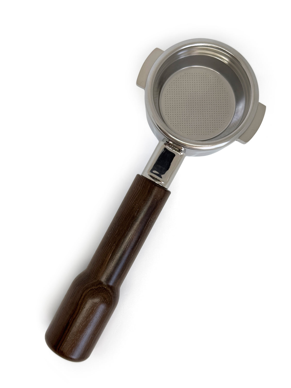 Portafilter med kurvet håndtag - 58 mm. (Passer til La Marzocco) Valnød